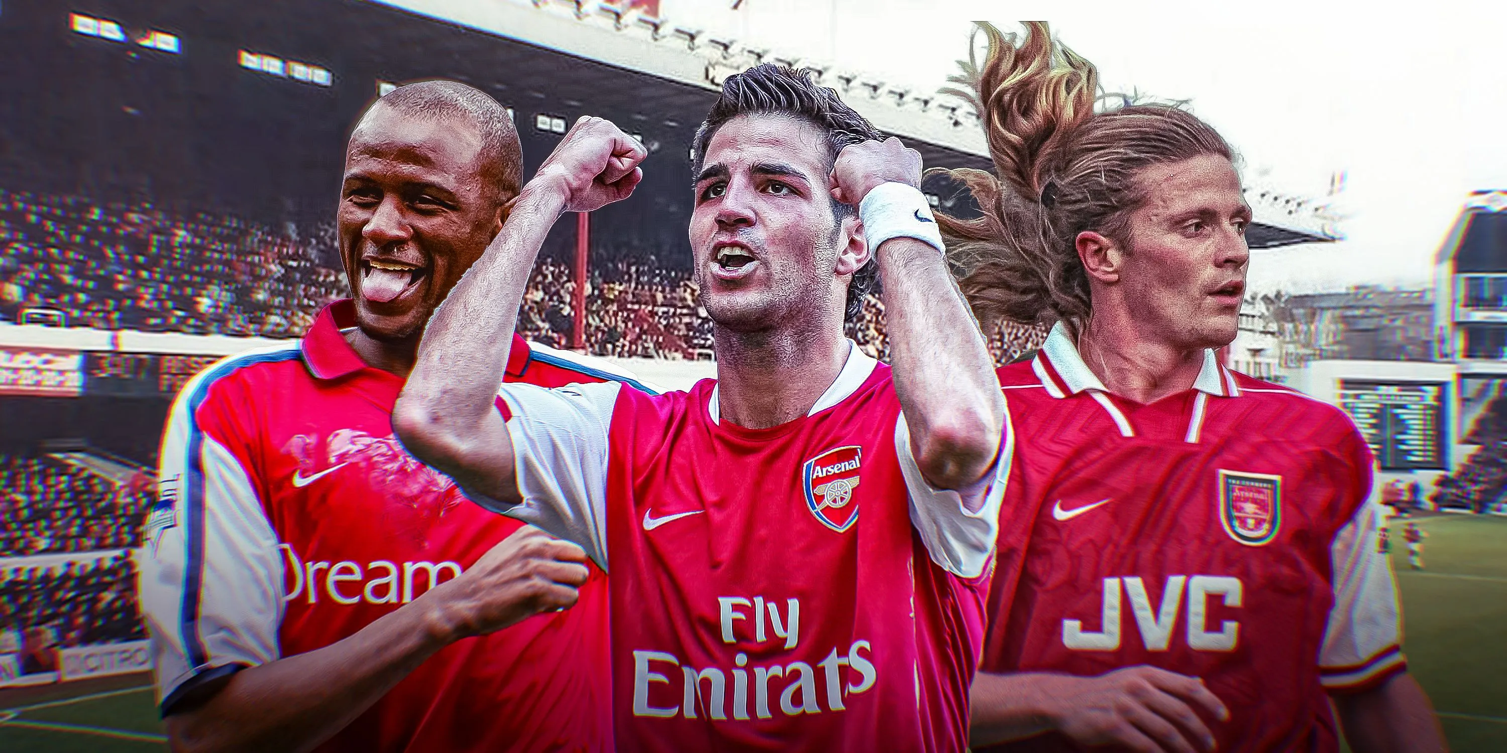 Các tiền vệ huyền thoại của Arsenal: Patrick Vieira, Cesc Fabregas và Emmanuel Petit tại Highbury
