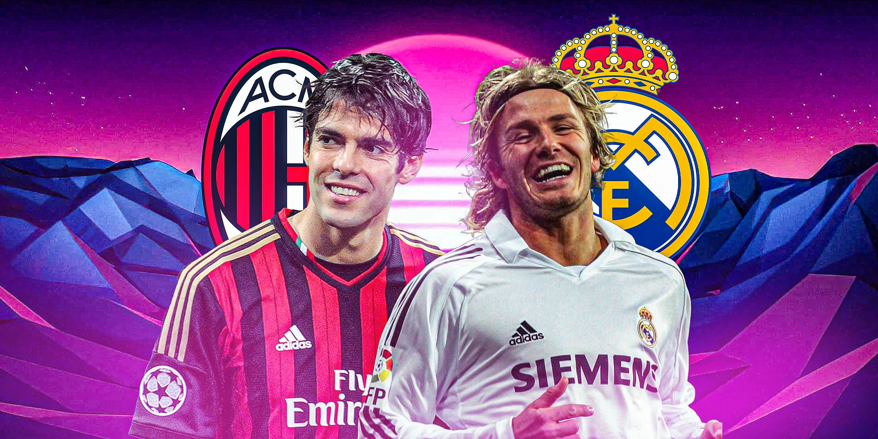 Kaka và David Beckham, những cầu thủ từng thi đấu cho Real Madrid và AC Milan