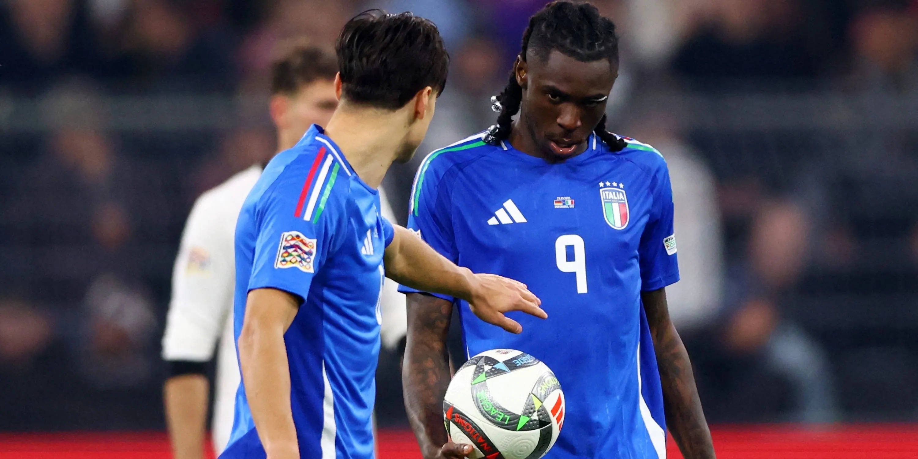 Tiền đạo Moise Kean của Italy ăn mừng bàn thắng cho đội tuyển quốc gia