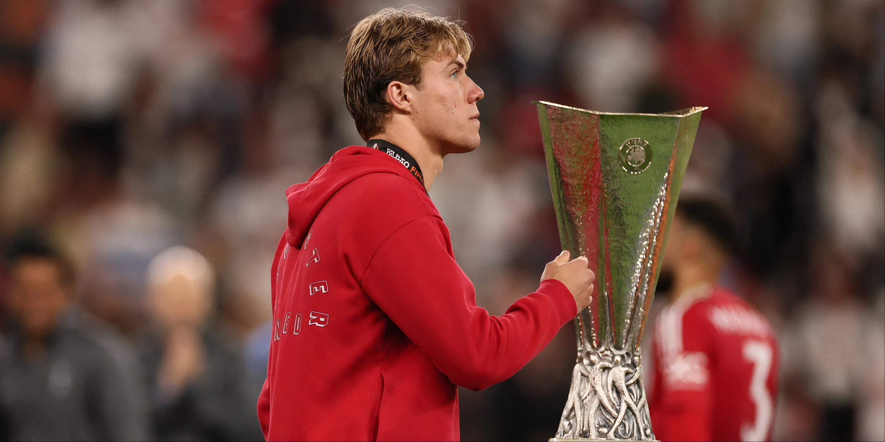 Tiền đạo Rasmus Hojlund của Manchester United trong một trận đấu Europa League.