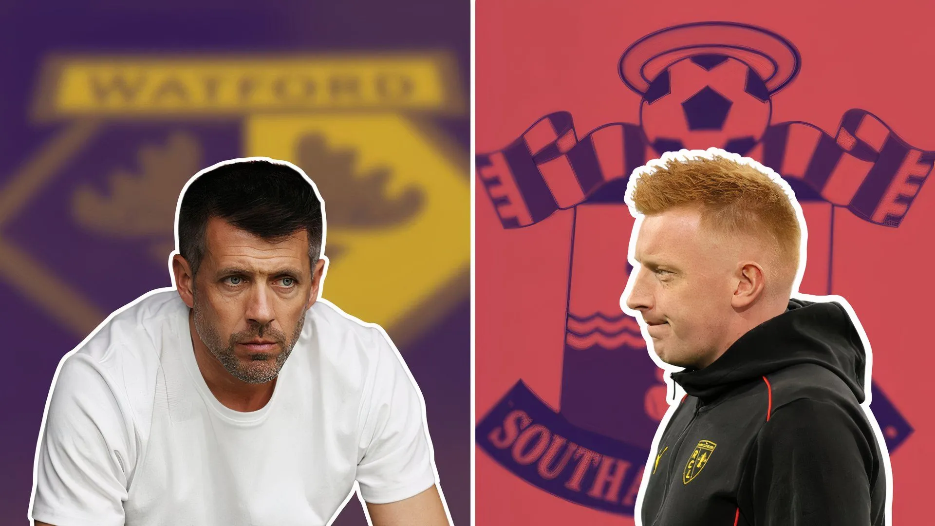 Huấn luyện viên Paulo Pezzolano của Watford FC và Will Still của Southampton trong trận đấu
